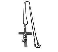 NBYGSC New 2025 Goth Cross Necklace Women Men Stainless Steel Black Color Pendant Hip Hop Punk Neclaces Christ Cruz Decoration Jewelry Commemorative with You Accessories Trendy Best For Gift