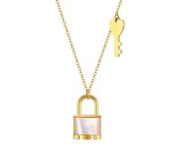 NBYGSC New 2025 Lucky Key and Lock Pendant Necklace Women, Adjustale Stainless Steel Chain Love Decoration Jewelry Commemorative with You Accessories Trendy Creative Best For Gift