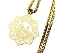NBYGSC New 2025 Mosque Muslim Metatron Pendant Necklace Stainless Steel Crescent Moon Pentagram Flower Necklaces Arabic Islam Decoration Jewelry Commemorative With You Accessories Trendy Best For Gift