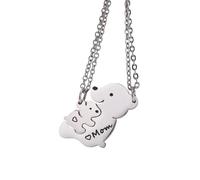 NBYGSC New 2025 Necklaces Women, Stainless Steel Mom Daughter Son Bear Pendants Set, Mother's Day Birthday Decoration Jewelry Commemorative with You Accessories Trendy Best For Gift
