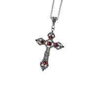 NBYGSC New 2025 Personalized Creative Trend Gothic Large Cross Pendant Necklace Red Crystal Prayer Amulet Fashion Pendantaccessories Decoration Jewelry Commemorative Accessories Trendy Best For Gift
