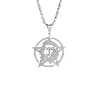 NBYGSC New 2025 Retro Stainless Steel Old Man Statue Pendant Pentagram Necklace Men Fashion Hip Hop Rock Party Decoration Jewelry Commemorative with You Accessories Trendy Creative Best For Gift