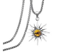 NBYGSC New 2025 Sunflower Yellow Devil'S Eye Pendant Necklace Men's Fashion Gothic Punk Trend Charm Decoration Jewelry Commemorative with You Accessories Trendy Creative Best For Gift