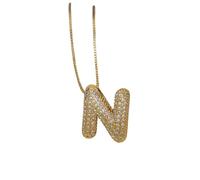 NBYGSC New 2026 Charm Cz Zircon Initial Letter Necklace Gold Plated Chunky Bubble A-Z Alphabet Box Chain Waterproof Jewelry Fashion Trendy Accessories Creative Gift for Women and Men