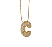 NBYGSC New 2026 Charm Cz Zircon Initial Letter Necklace Gold Plated Chunky Bubble A-Z Alphabet Box Chain Waterproof Jewelry Fashion Trendy Accessories Creative Gift For Women and Men