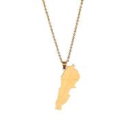 NBYGSC New 2026 Unisex Stainles Stell Arabic Islamic Script Necklace Stainless Steel Lebanon Map Pendant Jewelry Fashion Trendy Accessories Creative Gift For Women and Men