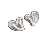 NBYGSC New 2026 Unisex Stainles Stell Glossy Big Love Heart Stud Earrings&Necklace Jewelry Set Layering Three-Dimensional Earrings Gift Fashion Trendy Accessories Creative For Women and Men