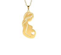 NBYGSC New 2026 Unisex Stainles Stell Warm Family Pendant Necklace Pregnant Woman Mom Dad Stainless Steel Gold Color Necklaces Jewelry Mother's Day Gift Fashion Trendy Accessories Creative For Women
