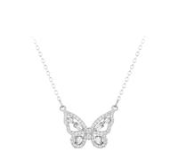 NBYGSC New 925 Sterling Silver Exquisite Luxury Clear Cz Flying Butterfly Animal Necklace Women Hers Party Decoration Jewelry Commemorative with You Accessories Trendy Best For Gift