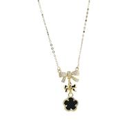 NBYGSC New Cubic Zirconia Bowknot Five Leaf Flower Pendant Necklace For Creative Woman Party Jewelry Gift -T77