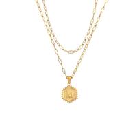 NBYGSC New Hexagonal Shape A-Z 26 Alphabet Letters Necklaces Woman Double Layer Link Chain Gold Plated Initial Necklace Jewelry Fashion Trendy Accessories Creative Gift For Women and Men
