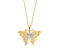 NBYGSC New Two Tone Butterfly Charms Pendant Necklaces Hers African Arab Jewelry Gold Color Papua Guinea #067702 Fashion Trendy Accessories Creative Gift For Women and Men
