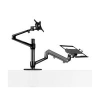 NBYGSC OL-3L Pro Aluminum Height Adjustable Desktop 17-32 Inch Monitor Stand Gas Spring Arm + 12-17 Inch Laptop Stand Full Motion(OL-3L-PRO-B)