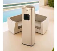 NBYGSC Outdoor Floor Standing Ashtray - 2 In 1 Trash Can with Ashtray Large Square -Standing Cigarette Butt Station Ash Tray For Hotel(Gold)