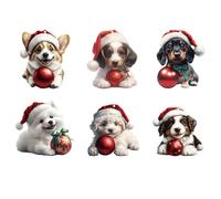 NBYGSC Pet Ornaments with Santa Hat - Dog Santa Pet Hat Christmas Ornament, Adorable Tree Decor, Puppy Ornament Set, Dog Santa Pet Hat Christmas Ornament, 2D Acrylic Assorted Funny Christmas for Dog