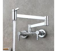 NBYGSC Pot Filler 360° Swivel Folding Faucet with Dual Modes Sprayer, Brass Single Handle Cold and Hot Mixer Tap, Stretchable Double Swing Joint Kitchen Sink Faucet,Black