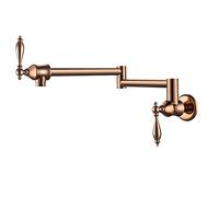 NBYGSC Pot Filler Commercial Wall Mount Folding Stretchable Brass Faucet with Double Joint Swing Arms Single Hole Two Handles, Kitchen Sink