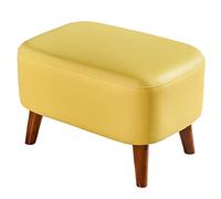 NBYGSC PU Leather Footstool - Padded Rectangle Footrest Stylish Small Foot Stool in Khaki & Yellow Ideal for Living Room Bedroom 38x60x38cm
