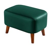 NBYGSC PU Leather Footstool - Rectangular Padded Footrest Stylish Small Foot Stool for Living Room Bedroom Color Options: Khaki & Green Size: 38x60x38cm