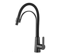 NBYGSC Pull 360°Rotat High ARC Kitchen Sink Faucet, Brass Single Handle Hot and Cold Water Mixer Tap, Paint Black, Commercial Style,Black