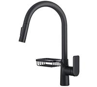 NBYGSC Pull Down Single Handle High ARC 2-Modes Sprayer Sink Faucet, 360-Degree Rotation Brass Kitchen Mixer Tap for Hot and Cold Water,Black