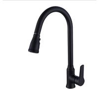 NBYGSC Pull-out Brass Hot & Cold Faucet with 360° Rotation and One-Key Water Stop, Black Kitchen Sink Faucets