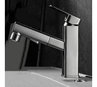 NBYGSC Pull out Faucet, Hot and Cold Water Single Handle Mixer Tap, Basin taps Mixers Bathroom Sink, Gray, Short