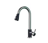 NBYGSC Pull out Faucet in Sprayer Modes Single Handle Deck Mount Hot & Cold Water Mixer Nickel Black Finish Kitchen Tap for Home Use