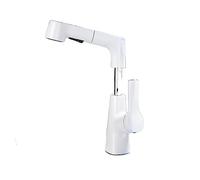 NBYGSC Pull out Rotatable Single Handle Mixer Splashproof Hot & Cold Water Tap for Sink White Basin Faucet Easy Install Kitchen Taps