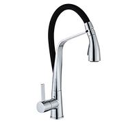 NBYGSC Pull out Sink Rotating High ARC Rubber Hose Kitchen Faucet, Brass Plating Single Handle Cold and Hot Water Mixer Tap