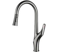 NBYGSC Pull out Spray Faucet Hot Cold Water Swivel Brass Single Hole Tap Black & Grey Space-Saving Kitchen Sink Mixer.