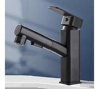 NBYGSC Pull out Sprayer, Hot and Cold Water Brass Mixer Single Handle Faucet, Basin taps Mixers Bathroom Sink, Black, Short