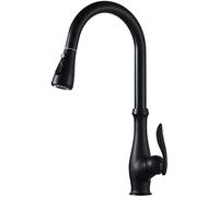 NBYGSC Pull-out Sprayer Kitchen Faucets Black,360 Degree Swivel Spout in Brass,Kitchen Sink Faucet 2 Types of Outlet Modes,Single Handle Hot and Cold Water Mixer