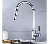NBYGSC Pull-out Sprayer Kitchen Faucets Chrome,360 Degree Swivel Spout Faucet,Kitchen Sink Faucet 2 Types of Outlet Modes,Single Handle Hot and Cold Water Mixer