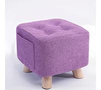 NBYGSC Purple Linen Foot Stool Ottoman for Living Room and Bedroom Small Square Rest Stool with Shoe Storage 28x28x25cm