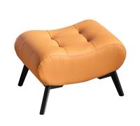 NBYGSC Rectangle Foot Stool with Metal Legs - Versatile Leather Shoe Bench for Living Room Entryway Office Bedroom Closet - Small Orange Footrest (47CM)