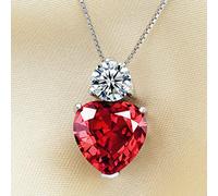 NBYGSC Red Zircon Shine Heart Shaped Pendant Necklace Women Wedding Jewelry Rhinestone Necklaces Gift