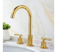 NBYGSC Retro, 360° Swivel spout Faucet, Hot and Cold Brass Mixer Double Cross Handles, Three-Hole Basin taps Mixers Bathroom Sink Tap, Gold
