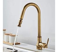 NBYGSC Retro Style Antique Brass Kitchen with out Spray Head Single Handle Hot Cold Water 360 Degree Swivel Sink Faucet Pull Down Mixer Taps in Black Color