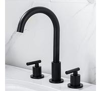 NBYGSC Retro, Three-Hole taps Mixers Bathroom Sink Brass Faucet with Hot and Cold, 360° Swivel spout, 2-Handle Basin Tap Mixer, Black