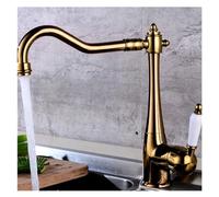NBYGSC Rose Faucet Swivel Brass Sink Mixer with Hot Cold Single Ceramic Handle for Kitchen Bathroom & Stylish Gold Finish