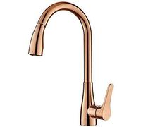 NBYGSC Rose Gold PVD Kitchen Faucet Mixer Tap with Pull out Sprayer Single Hole Deck Mounted for Bar