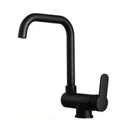 NBYGSC ° Rotation with Hot and Cold Water Stainless Steel Deck Mounted Faucet Single Handle Kitchen Sink Mixer Tap,Black A(Black a)
