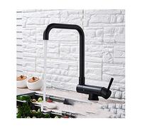 NBYGSC ° Rotation with Hot and Cold Water Stainless Steel Deck Mounted Faucet Single Handle Kitchen Sink Mixer Tap,Black A(Black B)