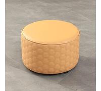NBYGSC Round Leather Ottoman Footstool for Living Room and Bedroom Yellow Pouf Stool for Shoe Changing and Resting 32x21cm