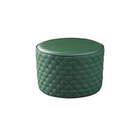 NBYGSC Round Leather Ottoman Footstool for Living Room Green 32x30cm