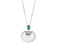 NBYGSC S Inlaid Nephrite White Jade Pendant Necklace Women's Chinese Style Longevity Lock Necklace Versatile Clavicle Chain Jewelry Jewelry Gift