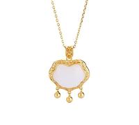 NBYGSC S Necklace Ethnic Style Ancient Craft Jade Nephrite White Jade Pendant Longevity Lock Women's Necklace Jewelry Gift