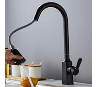 NBYGSC Sink for Bar Farmhouse Commercial, Blacked Handle Pull Down White Single Hole Kitchen Faucet, 360 Degree Black Faucets, Water Mixer Tap