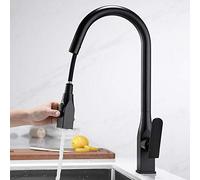 NBYGSC Sink Mixer Tap with Pull Down Sprayer,Kitchen Taps Black Brass Hot and Cold Degree Rotation 2 Modes Telescopic Faucet for Kitchen Sink-D(C)